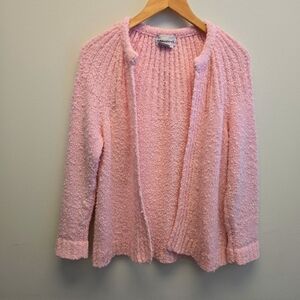 Vintage Large Pink Marled Knit Cardigan Sweater